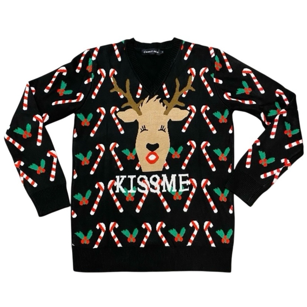 Ugly Christmas Sweater V Neck Reindeer